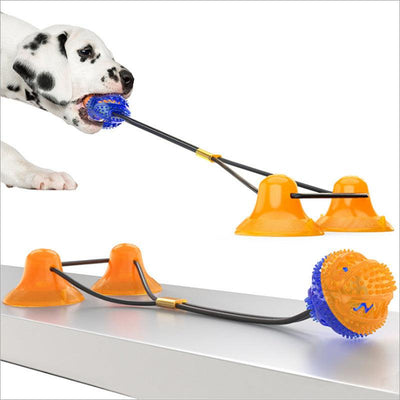 Ultimate Pet Molar Fun: Multifunction Double Tug Rope Balls Sucker Toy-2