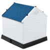 Medium size Dog House Outdoor White Blue Plastic with Elevated Floor-2