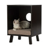 Sturdy Modern Cat Espresso End Table Cat Bed Cube Lounge-1