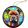 Dog Breed Christmas Ornament Stained Glass Style, "Staffie"-0