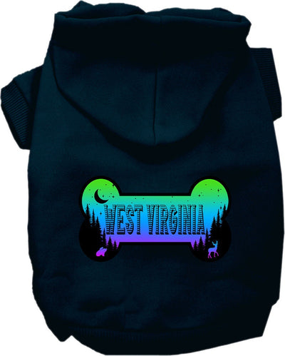 Pet Dog & Cat Screen Printed Hoodie for Medium to Large Pets (Sizes 2XL-6XL), "West Virginia Mountain Shades"-3