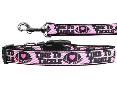 Pet Dog & Cat Nylon Collar or Leash, "Tackle Breast Cancer"-0